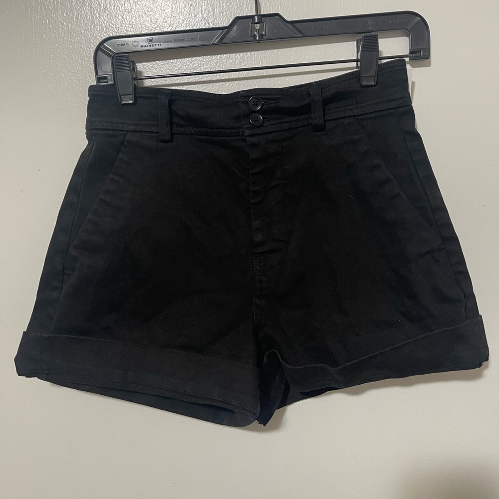 Everlane black high waist wide leg cuffed denim size 2